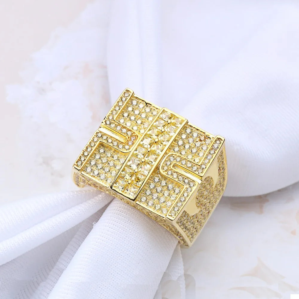 Wholesale Silver Ring for Men 925 Original Cubic Zirconia Rhodium Gold Plated Hip Hop Rings Cuban Ice Out Fine Jewelry Zircon