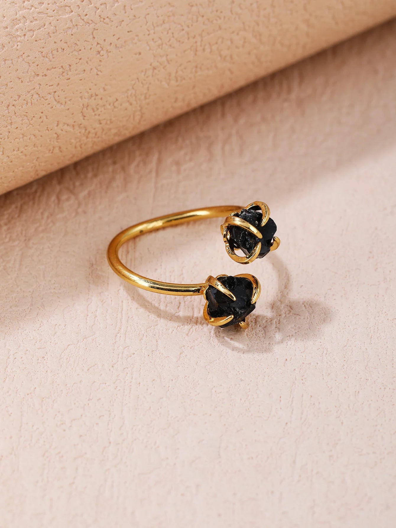 Black Agates Ring Women Rings Black Stone Rings for Women Double Stone Unshaped Ring GH001