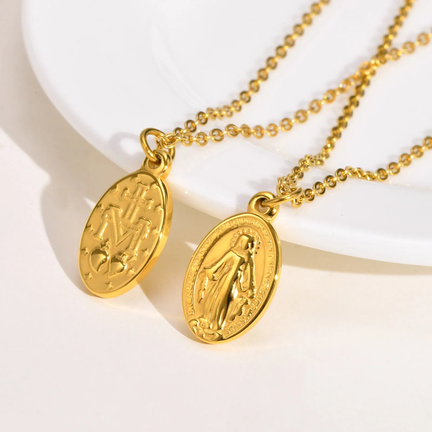 Women Necklace Virgin Mary Guadalupe Charm Pendant, Stainless Steel Jewelry