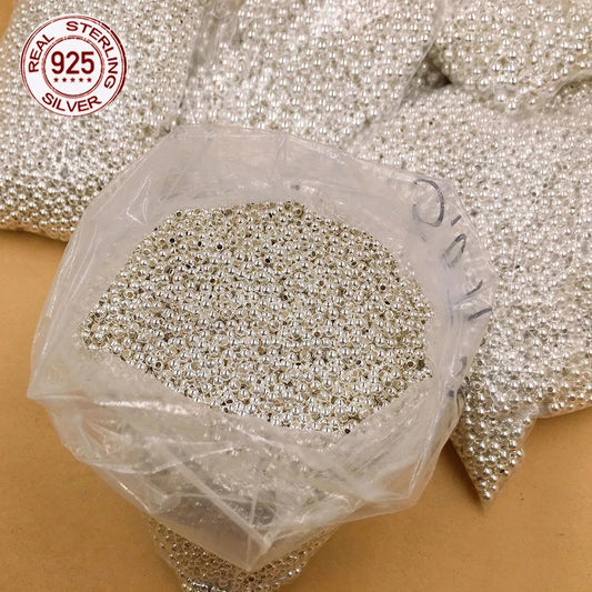 925 Sterling Silver Loose Beads 2/3/4mm Round Spacer Beads for Jewelry Making Findings Bracelet Necklace Accessories