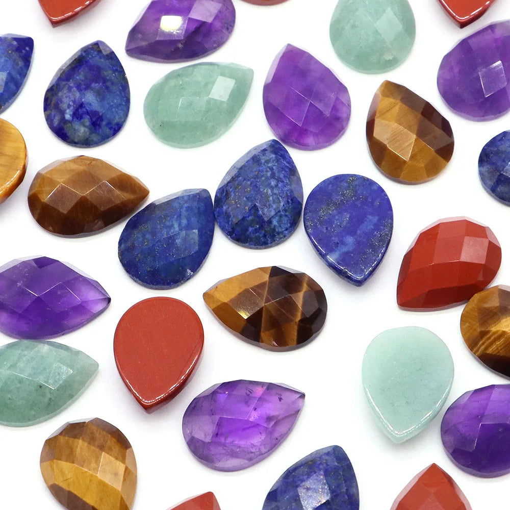 13x18mm Faceted Waterdrop Cabochon Flat Back Beads Natural Stones Crystal Cameo Spacers For Jewerly Making DIY Necklace Pendants