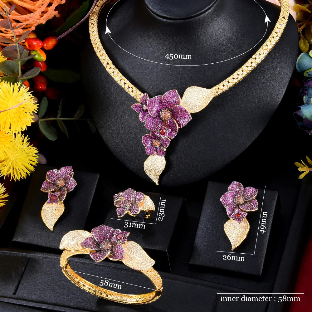 Kellybola Jewel 2022 Dubai Exclusive High Quality Luxury Full Cubic Zirconia Jewelry 4PCS Set Female Elegant Jewelry Accessories