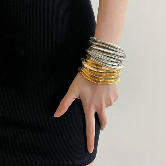 Modern Jewelry Popular Design Multi Layers Metal Stretch Bracelets For Women Party Gifts Fine Accessories 2024 Trend New