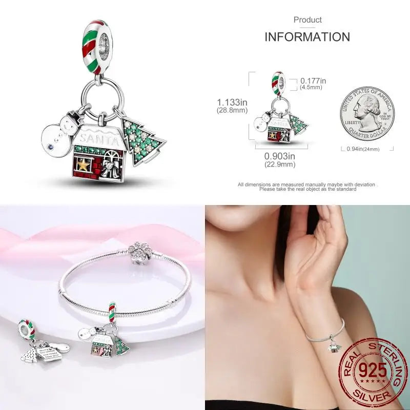 Fit Pandora 925 Original Bracelet 100% S925 Sterling Silver Christmas Series Charm For Women Jewelry DIY Bead Original New Item