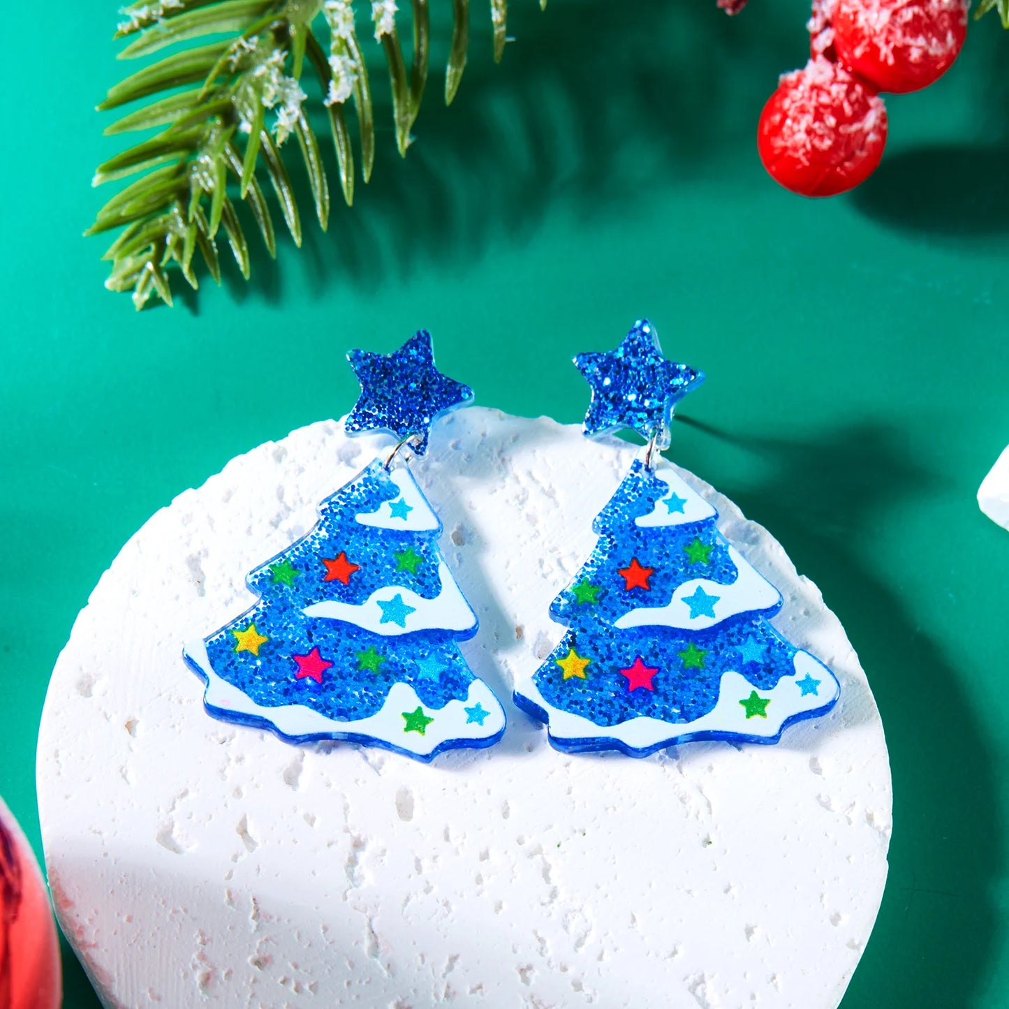 New Fashion Acrylic Christmas Tree Earring For Women Star Flower Gloves Piercing Earring Xmas Jewelry Gift