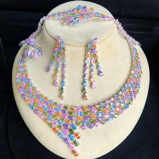 4PCS CZ Luxury African Jewelry Set For Women Wedding Party Zircon Crystal Dubai Bridal Jewelry Set Gift