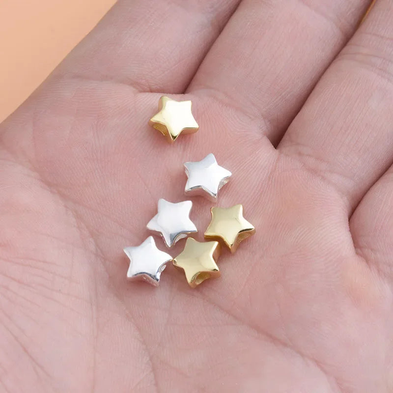 Real 925 Sterling Silver Fashion Sweet Star Charm Beads Handmade DIY Accessories Fine S925 Jewelry Wholesale HY059