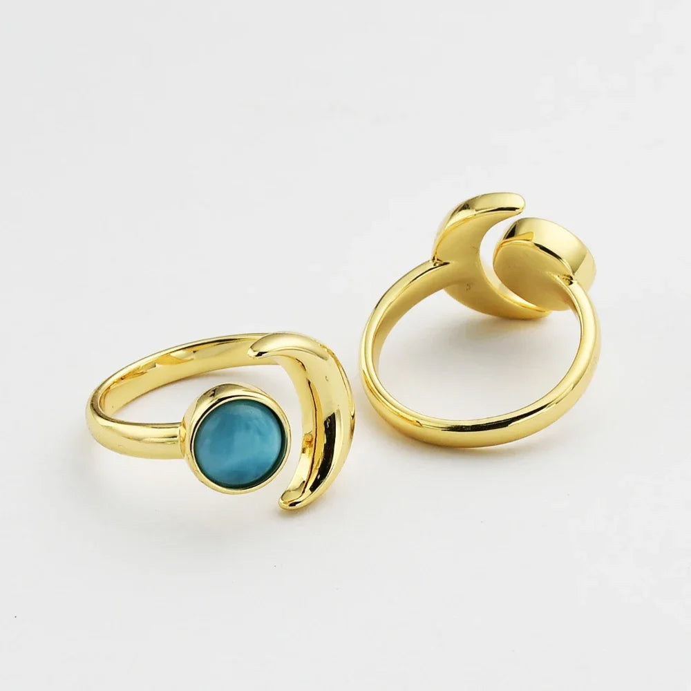 New Hot 5/10PCS Golden Plated Natural Multi-kind Stone Weeding Ring Gems Rings Wholesale for Women Druzy Jewelry Ring