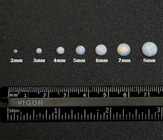 10pcs/Lot 1.25mm-10mm Flat Back Round Cabochon Synthetic Red Fire White Opal Stone OP17 For Jewelry Making