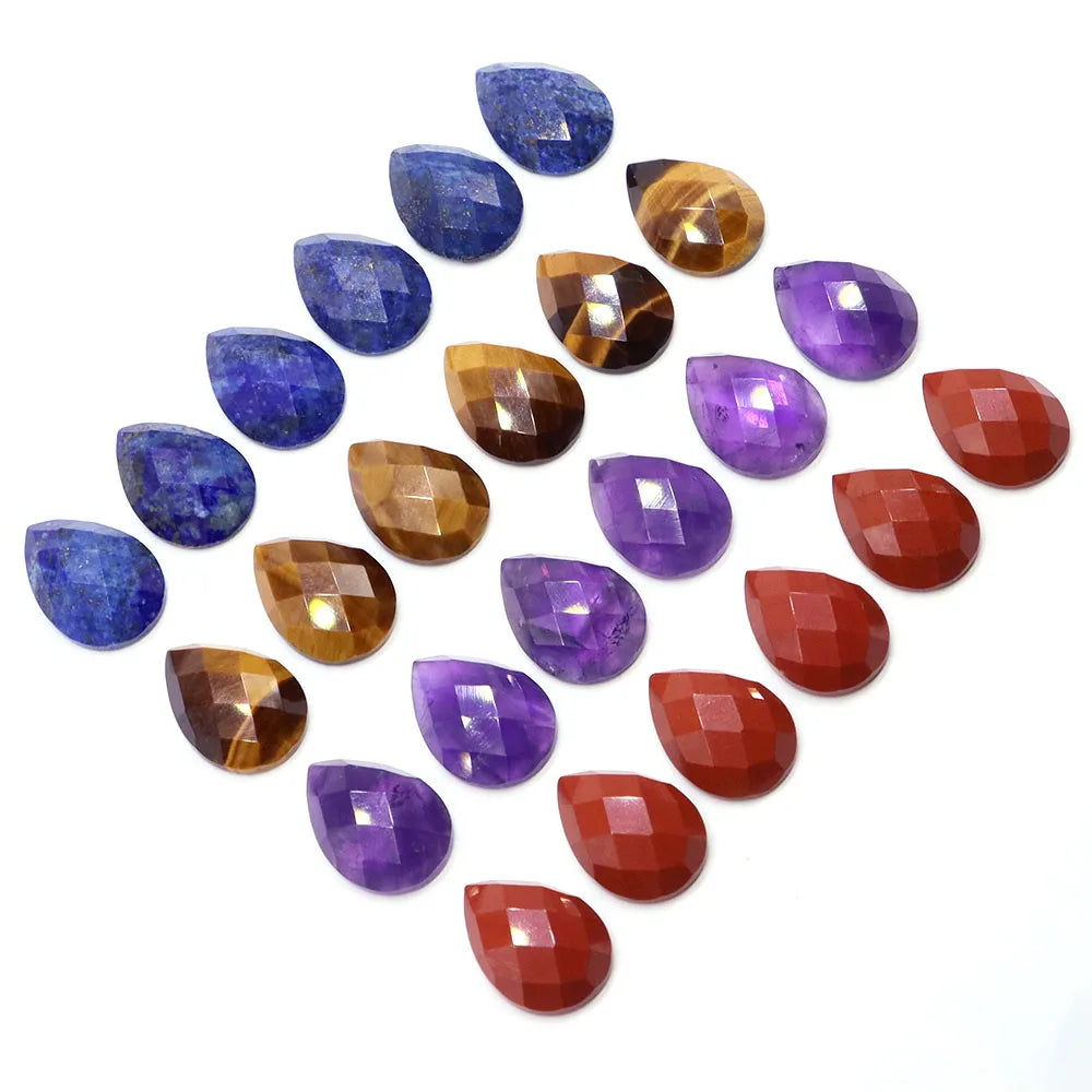 13x18mm Faceted Waterdrop Cabochon Flat Back Beads Natural Stones Crystal Cameo Spacers For Jewerly Making DIY Necklace Pendants