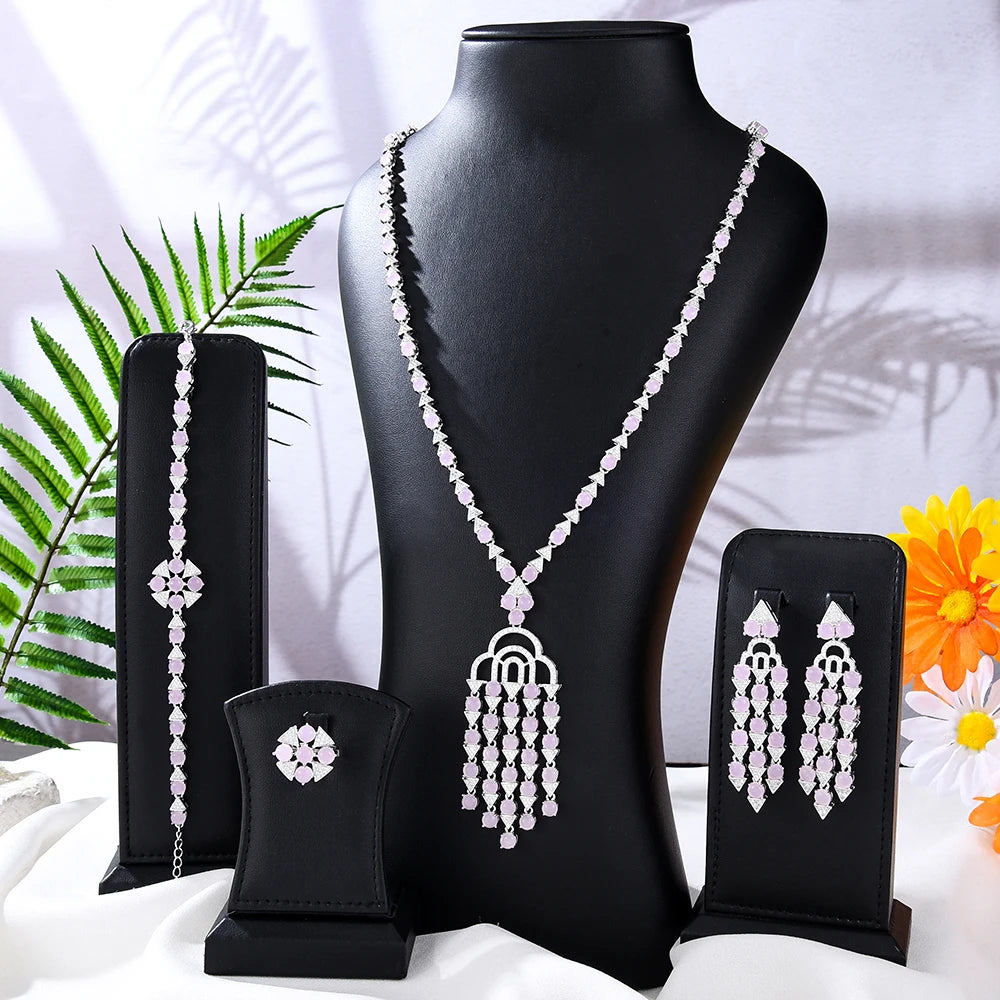 New Fashion Turquoise UAE Dubai Bridal Jewelry Set For Women Wedding Party Nigerian African Necklace Earring Set