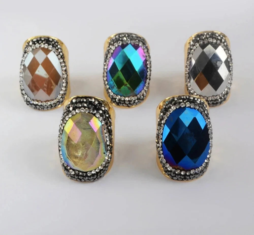 Natural Crystal Cubic Zirconia Ring Wedding Rings Golden Color Silver Plated Rings Jewelry for Women Valentine’s Day Gift