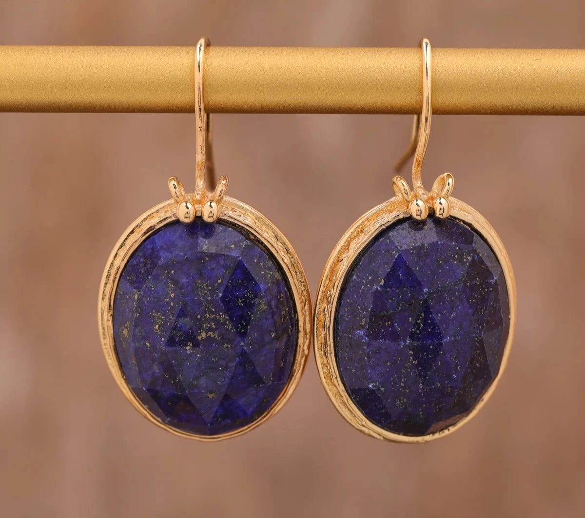 Luxury Women Earrings Oval Amethyst Lapis Lazuli Dangle Earring Classic Fashion Natural Stones Jewelry Bijoux Dropshipping