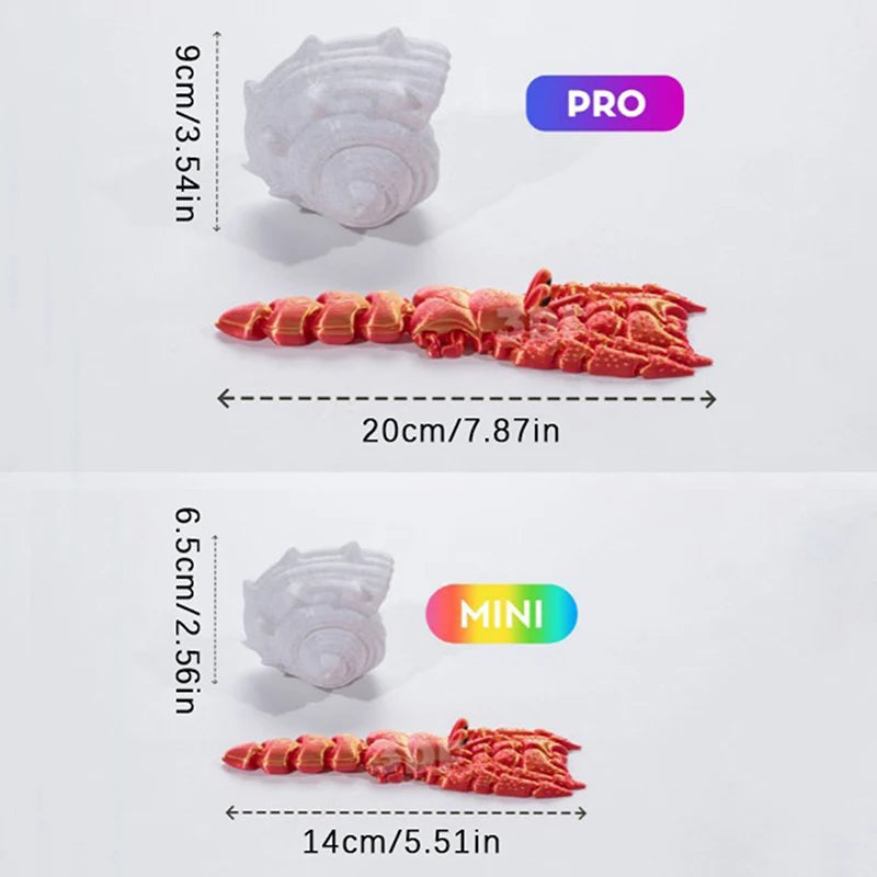 3D Printing Toys Hermit Crab Joint Movable Model Novelty Adult Toy Anti-stress Figurine Miniature Desk Accessories Birthday