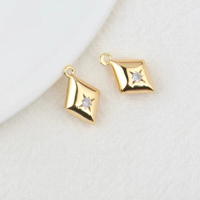 (203) 10x15MM 24K Gold Color Plated Brass with Zircon Star Charms Pendants High Quality Jewelry Findings Earrings Accessorie