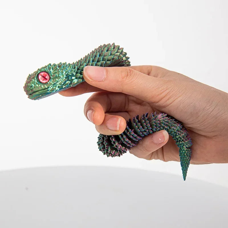 3D Printed Snake Home Desk Ornament Rotatable Office Realistic Snake Statue Table Decoration Landscape Figurines Accessorie