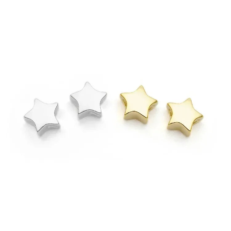 Real 925 Sterling Silver Fashion Sweet Star Charm Beads Handmade DIY Accessories Fine S925 Jewelry Wholesale HY059