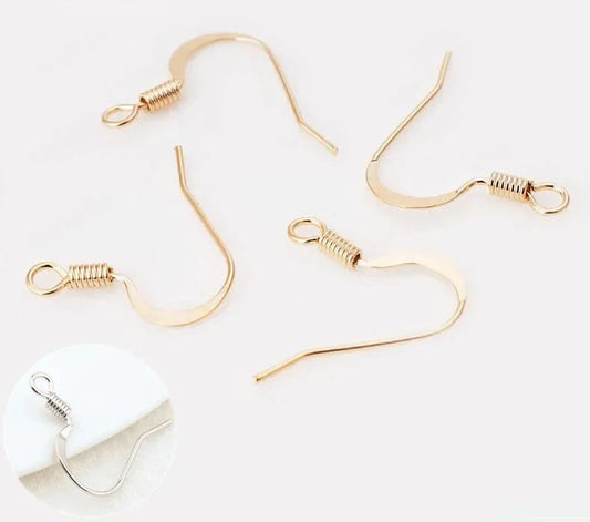 (2239)20PCS Height 16MM 24K Gold Color Plated Brass Earring Hook Diy Jewelry Findings Accessories wholesale