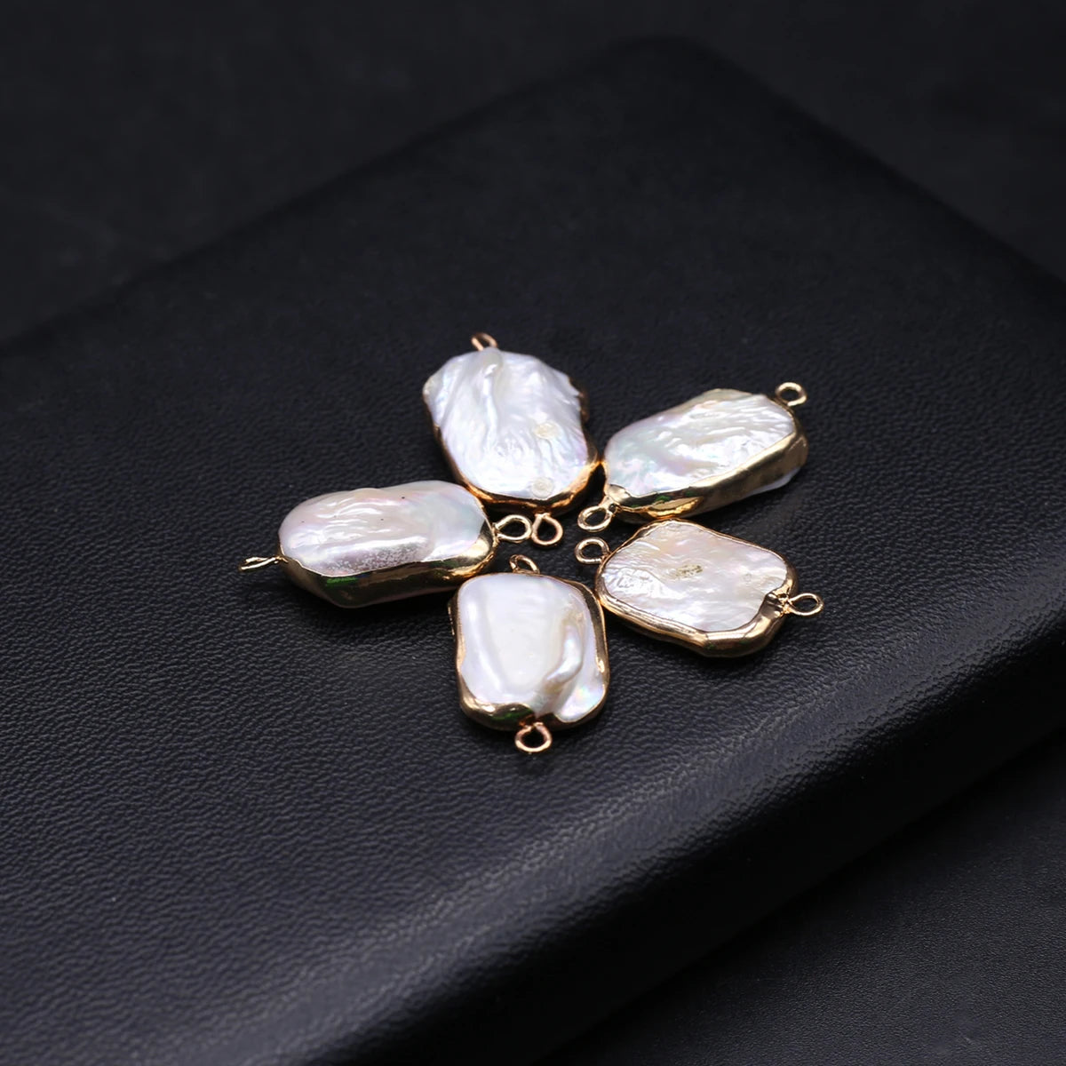 Natural Baroque Pearl Pendant Gold Plated Double Hole Connector for Jewelry Making DIY Trendy Necklace Bracelet Accessories