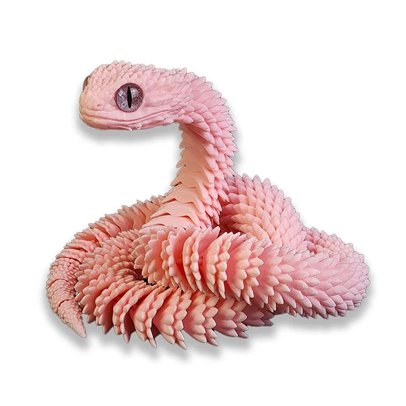 3D Printed Snake Model Viper Snake Figurine Movable Joint Simulation Toys Creative Desktop Car Ornaments Colorful Crafts