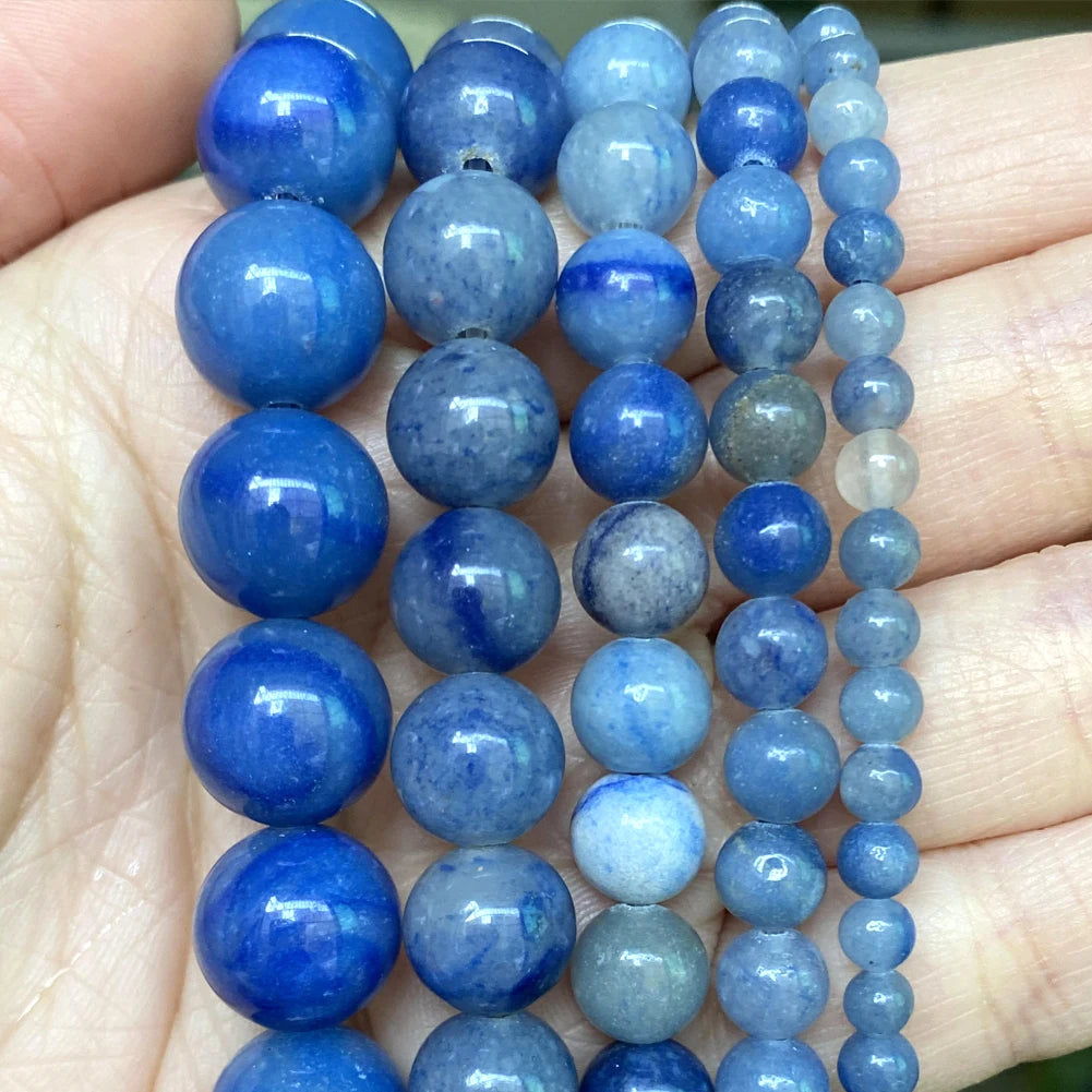45 Style Natural Stone Beads Blue Chalcedony Crystal Glass Gemstone Jades Agate Beads Jewelry Making DIY Handmade Bracelet 15‘’