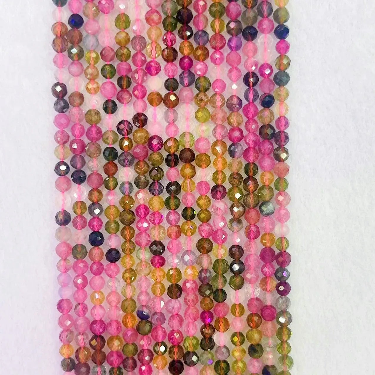 100% Noble Natural Ranbow Tourmaline Stone Gemstone 3MM Round Faceted Loose Spacer Beads Strands High Quality For DIY Jewelry