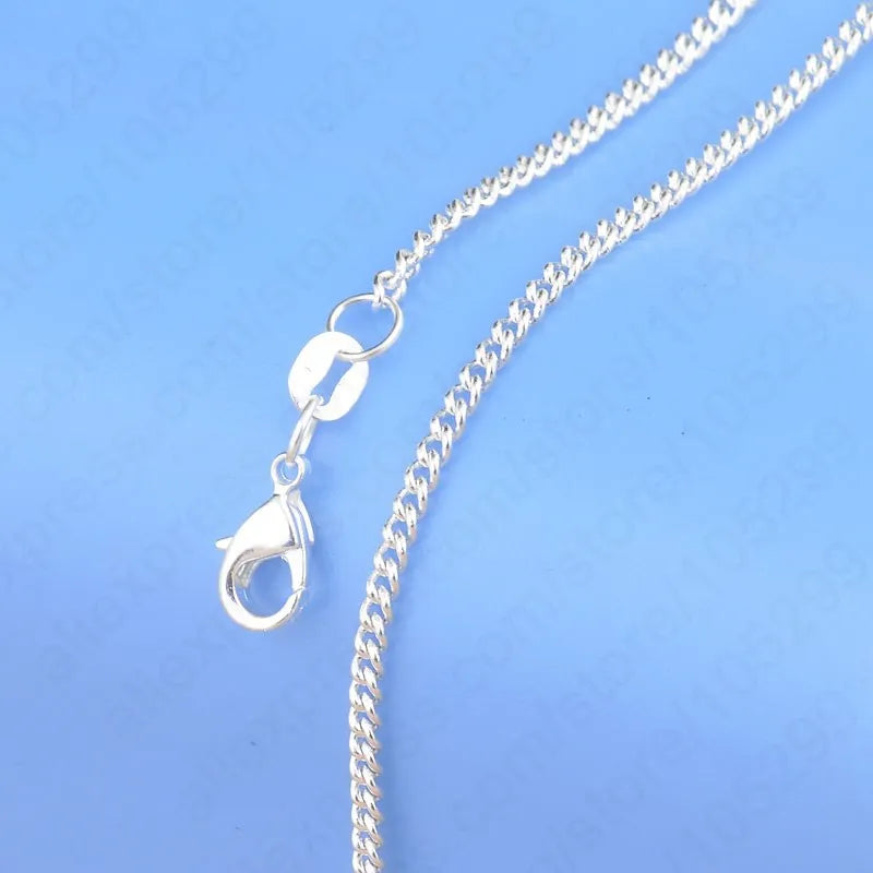 16-30 Inch 925 Sterling Silver 2mm Round Flat Side Chain Necklace for Women Men Wholesale 5Pcs Lobster Clasp Chains Jewelry Gift