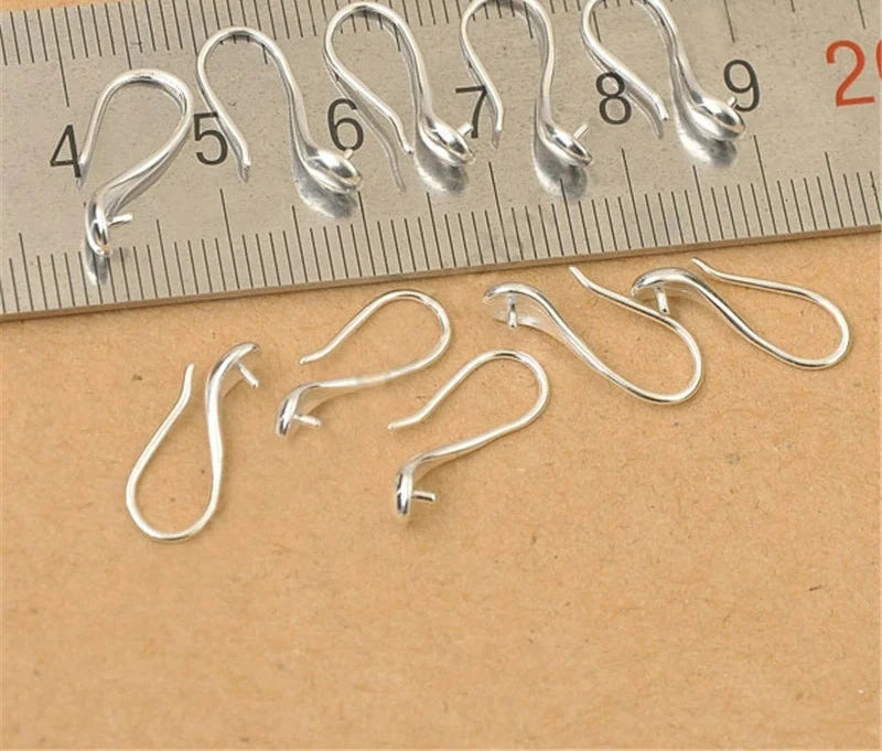 100X Nice Making 925 Sterling Silver Jewelry Findings Slippy Hook Earring Ear Wires Design Crystal Stones Beads