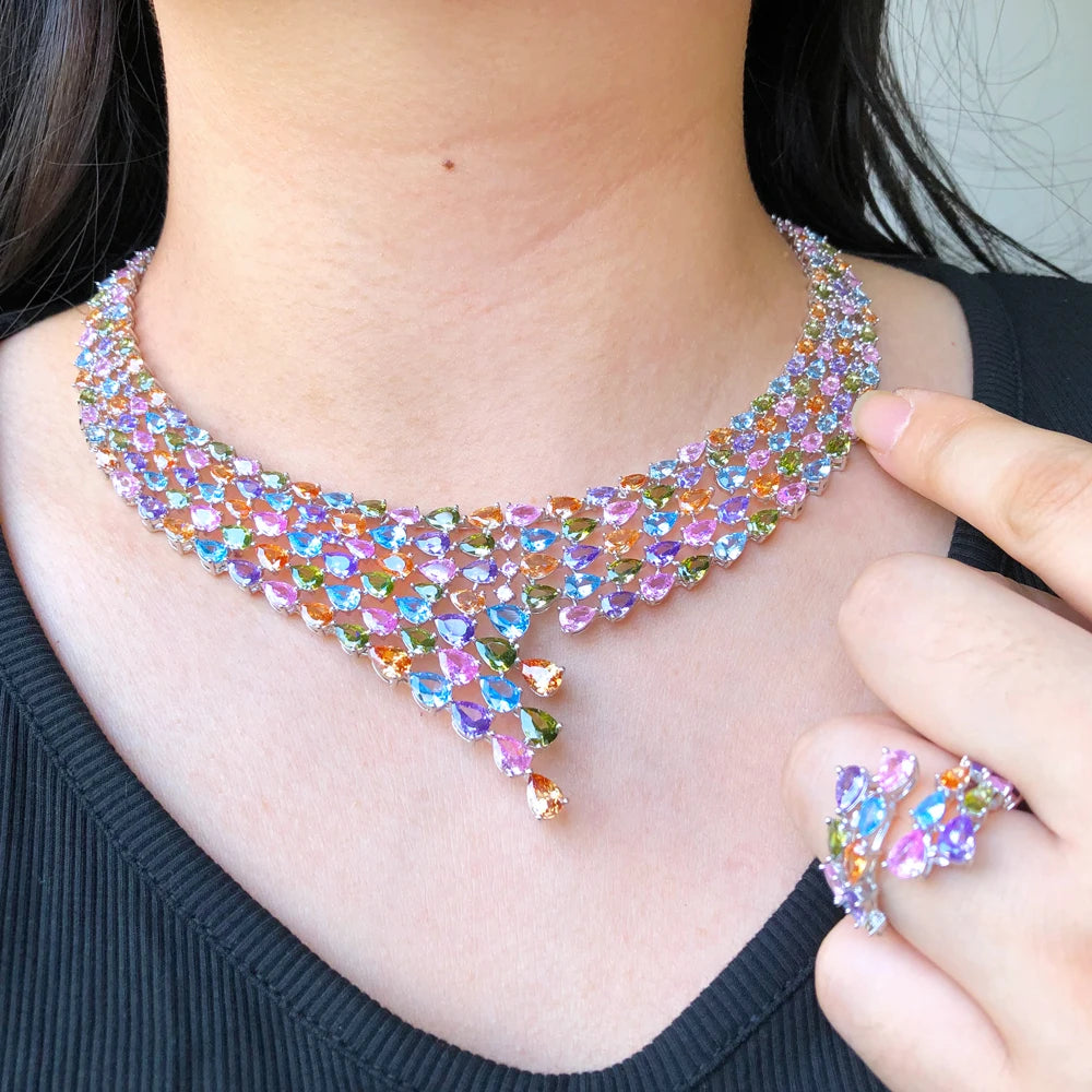 4PCS CZ Luxury African Jewelry Set For Women Wedding Party Zircon Crystal Dubai Bridal Jewelry Set Gift