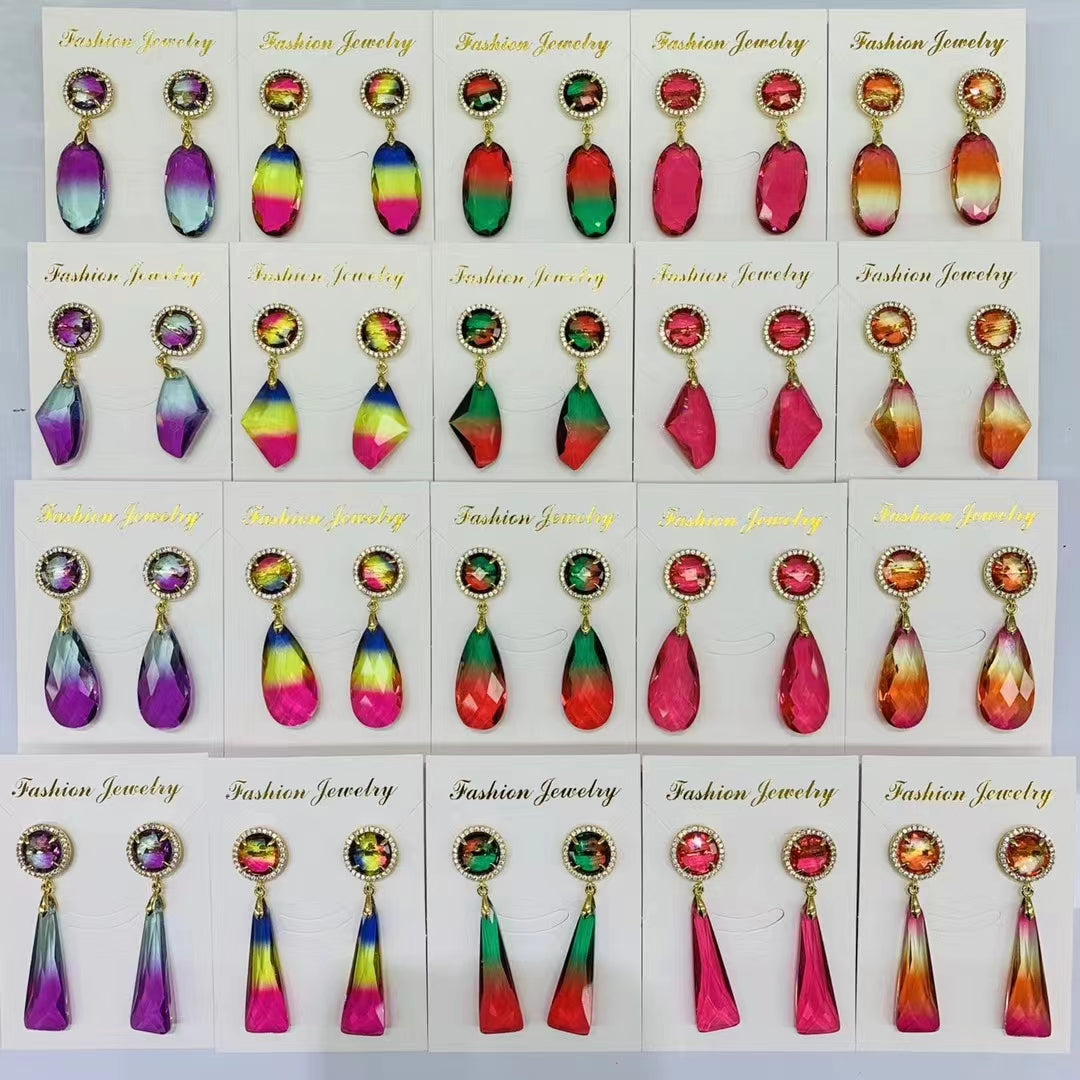 Colorful crystal dangle earring collect