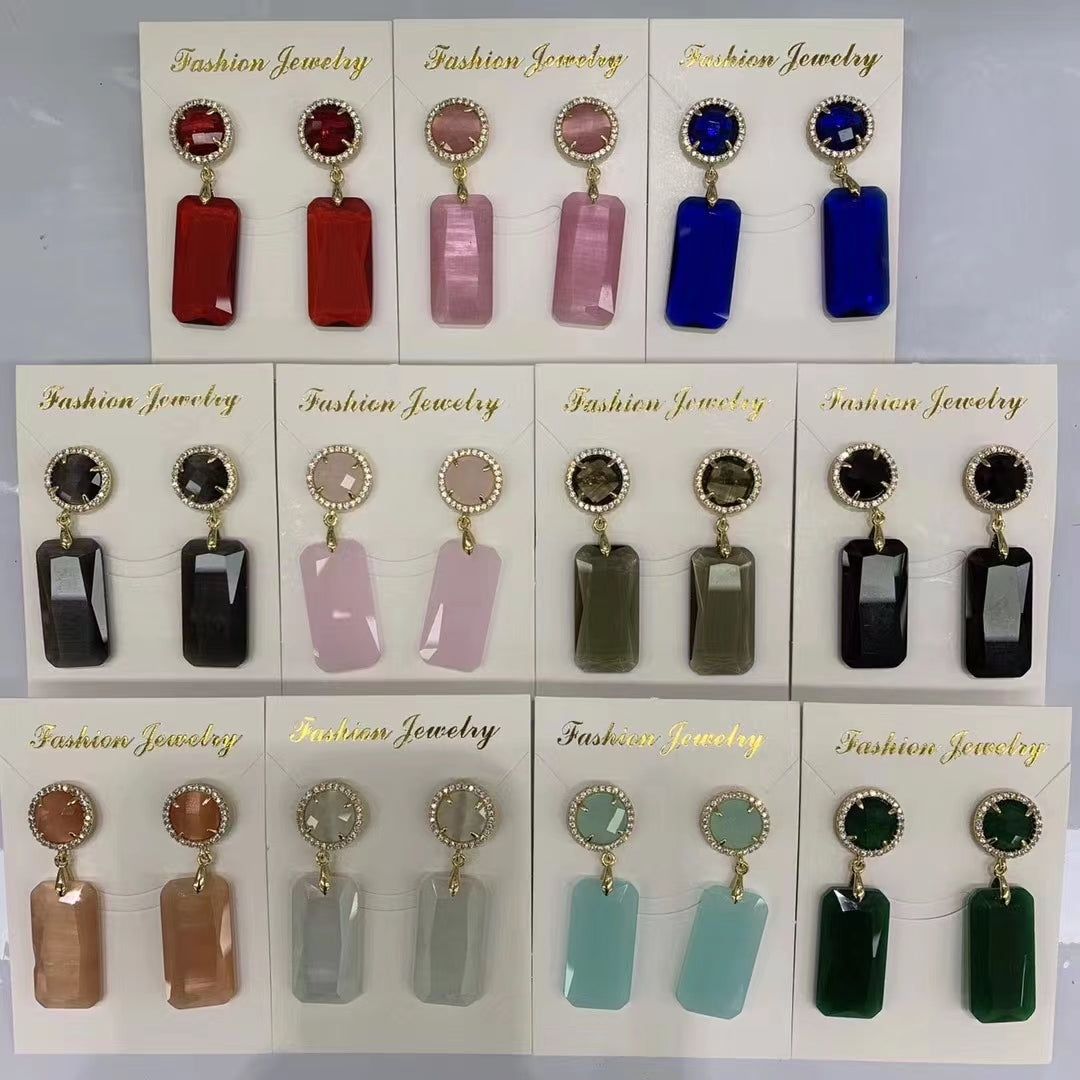 Colorful crystal dangle earring collect