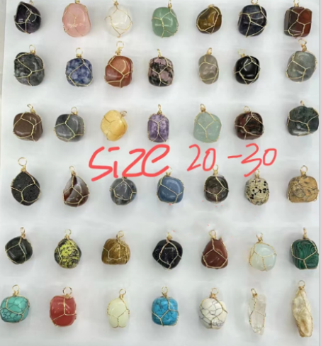 Natural stone pendant,11shape, 49 stones
